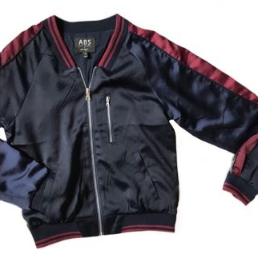 ⚡️SALE⚡️ ABS Navy & Red Stripe Track Bomber Jacket